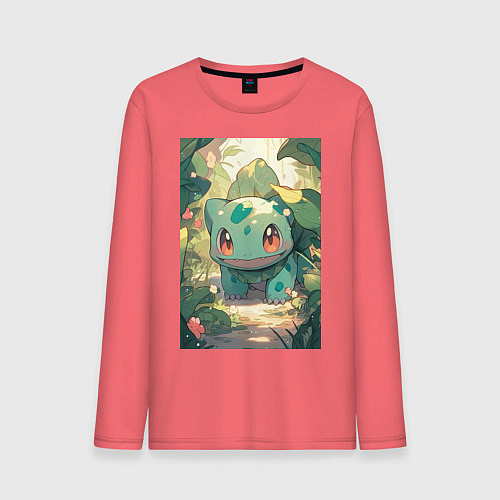Мужской лонгслив Покемон Бульбазавр / Коралловый – фото 1