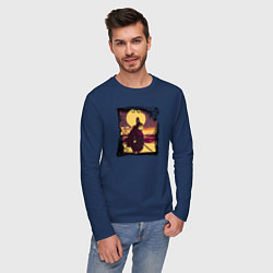Лонгслив хлопковый мужской Защитник священных земель, цвет: тёмно-синий — фото 2