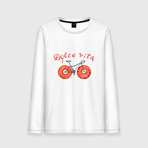 Мужской лонгслив Велосипед с пончиками - dolce vita / Белый – фото 1
