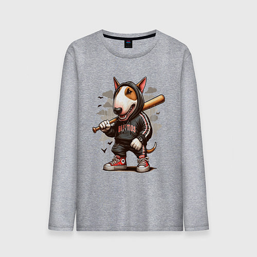 Мужской лонгслив Bully with a baseball bat - ai art fantasy / Меланж – фото 1