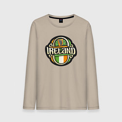 Лонгслив хлопковый мужской Моя Ирландия, цвет: миндальный