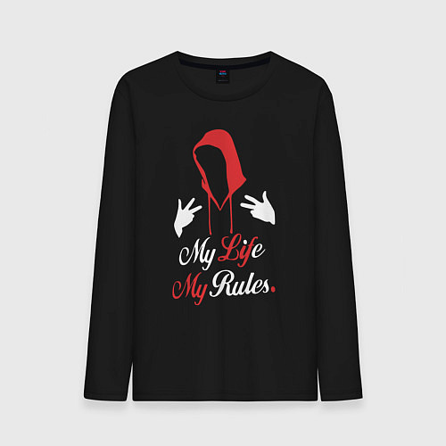 Мужской лонгслив Моя жизнь - мои правила / Черный – фото 1