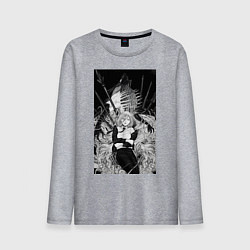 Лонгслив хлопковый мужской Человек-бензопила Пауэр Охотница на демонов, цвет: меланж