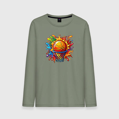 Мужской лонгслив Мяч в баскетбольном кольце / Авокадо – фото 1