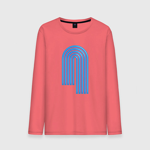 Мужской лонгслив Голубой орнамент / Коралловый – фото 1