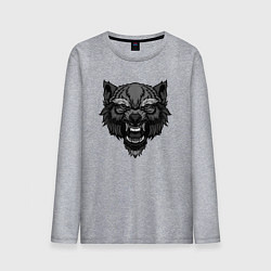 Мужской лонгслив Серый гневный волк
