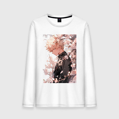 Мужской лонгслив Моя геройская академия Кацуки Бакуго причуда / Белый – фото 1