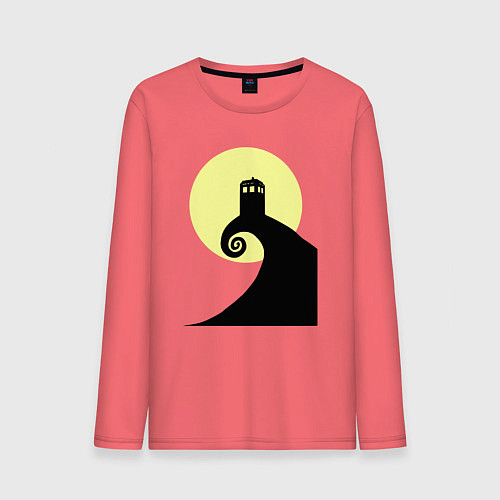 Мужской лонгслив Tardis night / Коралловый – фото 1