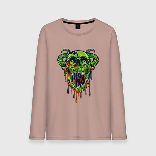 Мужской лонгслив Демонский череп / Пыльно-розовый – фото 1