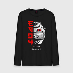 Лонгслив хлопковый мужской Mitsubishi Lancer - Evolution 4, цвет: черный
