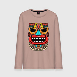 Лонгслив хлопковый мужской Tiki mask, цвет: пыльно-розовый