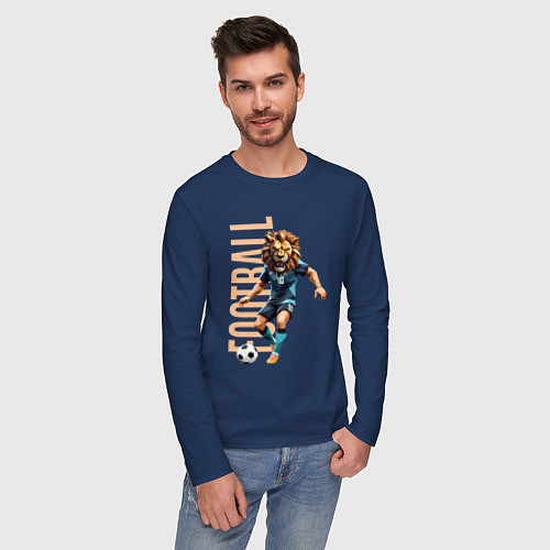 Мужской лонгслив Львиный футбол / Тёмно-синий – фото 3