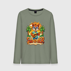 Мужской лонгслив Лисица с гитарой жаркое лето