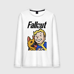 Лонгслив хлопковый мужской Vault boy and shepherd, цвет: белый