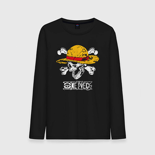 Мужской лонгслив One piece череп в соломенной шляпе / Черный – фото 1