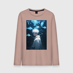 Мужской лонгслив Магическая битва Сатору Годзё арт рыбы