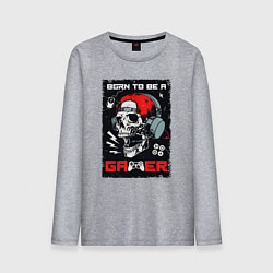 Лонгслив хлопковый мужской Born to be gamer, цвет: меланж