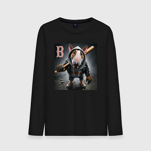 Мужской лонгслив Булли крутой бейсболист - нейросеть / Черный – фото 1