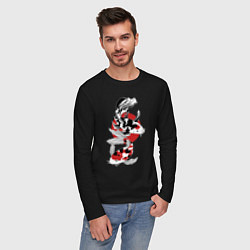 Лонгслив хлопковый мужской Карпы кои - японская графика, цвет: черный — фото 2