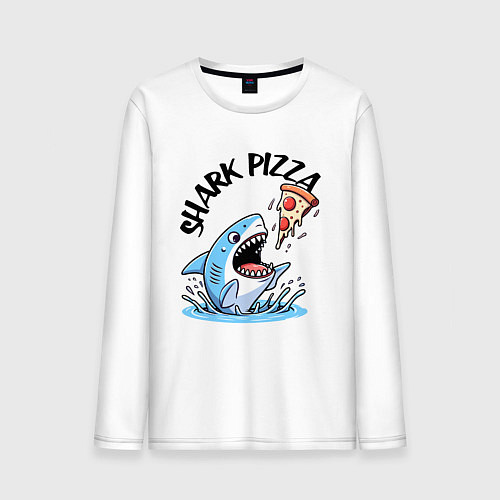 Мужской лонгслив Shark pizza - ai art fantasy / Белый – фото 1