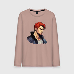 Лонгслив хлопковый мужской Красный герой, цвет: пыльно-розовый