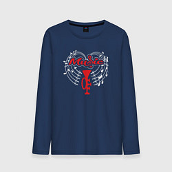 Лонгслив хлопковый мужской Music jazz style, цвет: тёмно-синий