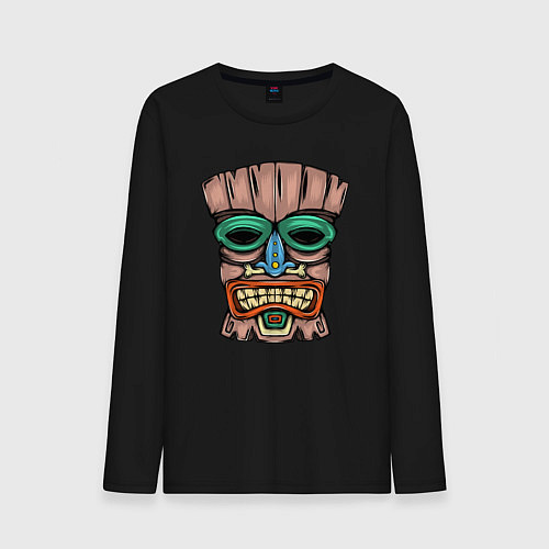 Мужской лонгслив Tiki face / Черный – фото 1