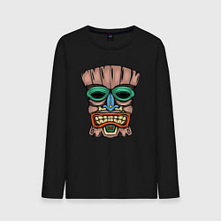 Лонгслив хлопковый мужской Tiki face, цвет: черный