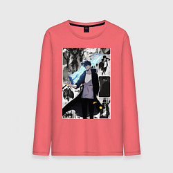 Лонгслив хлопковый мужской Поднятие уровня в одиночку Джину Сон охотник колла, цвет: коралловый