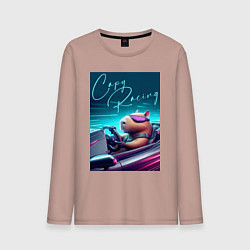 Мужской лонгслив Капибара гонщик - нейросеть