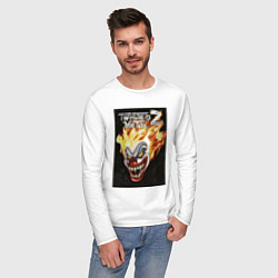 Лонгслив хлопковый мужской Twisted metal 2 - clown head, цвет: белый — фото 2