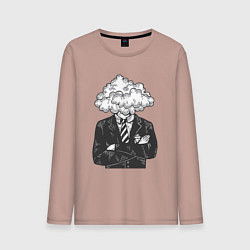 Лонгслив хлопковый мужской Босс туча, цвет: пыльно-розовый