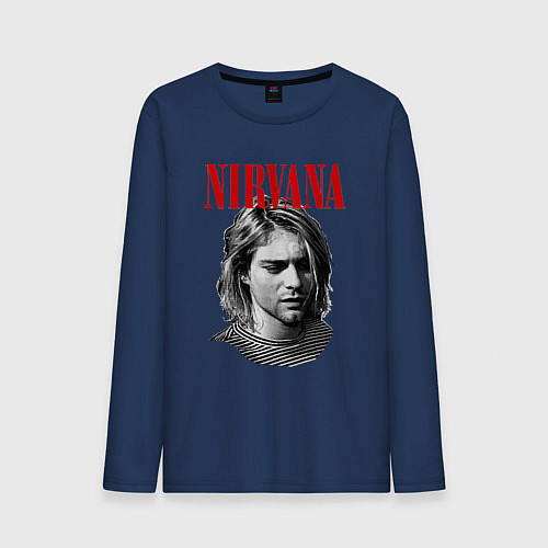 Мужской лонгслив Nirvana kurt donald cobain / Тёмно-синий – фото 1