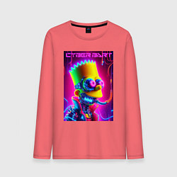 Лонгслив хлопковый мужской Cyber Bart - neon glow fantasy, цвет: коралловый