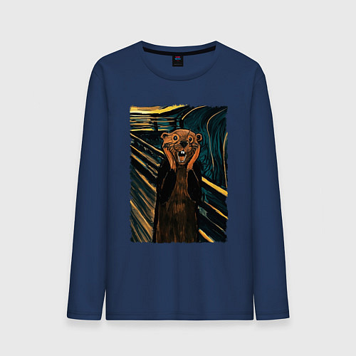 Мужской лонгслив Бобер курва крик / Тёмно-синий – фото 1