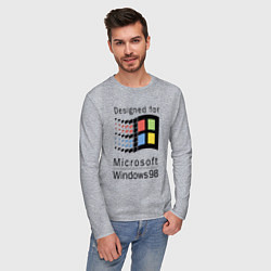 Лонгслив хлопковый мужской Разработанный для windows 98, цвет: меланж — фото 2