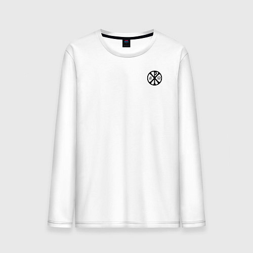 Мужской лонгслив Хризма черная на груди / Белый – фото 1