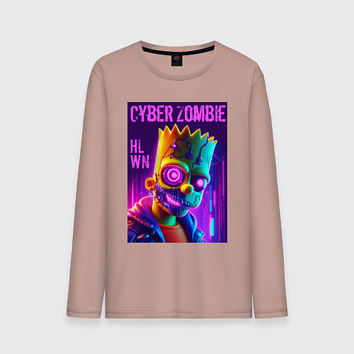 Мужской лонгслив Bart Simpson cyber zombie - halloween ai art / Пыльно-розовый – фото 1