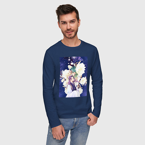 Мужской лонгслив Монолог фармацевта Жэньши Расчётливый интриган / Тёмно-синий – фото 3