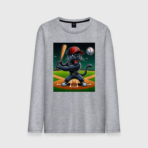 Мужской лонгслив Пантера - баттер бейсбольной команды / Меланж – фото 1
