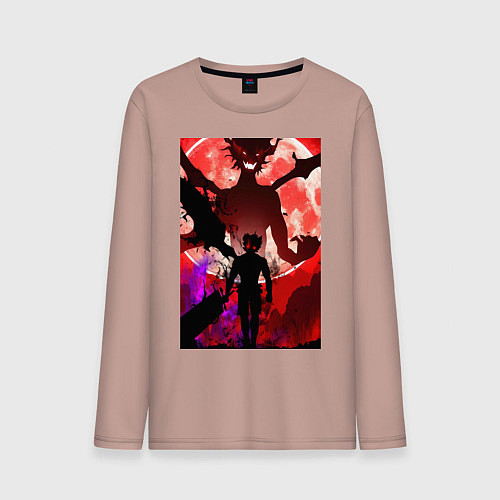 Мужской лонгслив Чёрный клевер Аста демон / Пыльно-розовый – фото 1