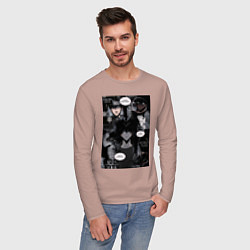 Лонгслив хлопковый мужской Поднятие уровня в одиночку Джину Сон коллаж, цвет: пыльно-розовый — фото 2