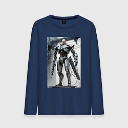 Лонгслив хлопковый мужской Ленин робот - киборг ai art, цвет: тёмно-синий