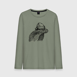 Лонгслив хлопковый мужской Голова новогодней кобры, цвет: авокадо