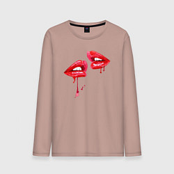 Лонгслив хлопковый мужской Sexy lips, цвет: пыльно-розовый