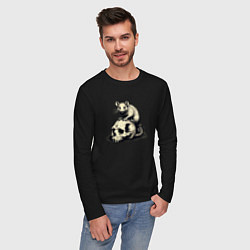 Лонгслив хлопковый мужской Rat on skull, цвет: черный — фото 2