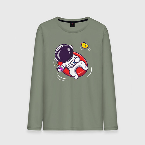 Мужской лонгслив Космонавт в бассейне / Авокадо – фото 1