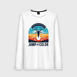 Мужской лонгслив Парашютист на фоне закатного неба ретро винтаж