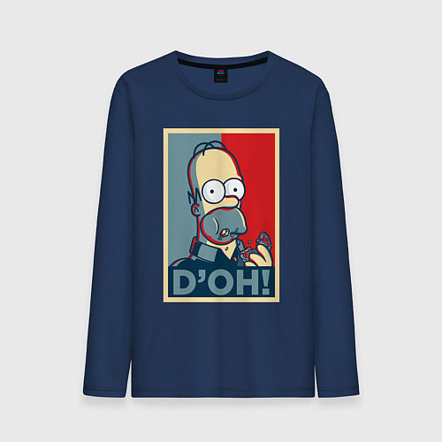 Мужской лонгслив Homer with donut / Тёмно-синий – фото 1