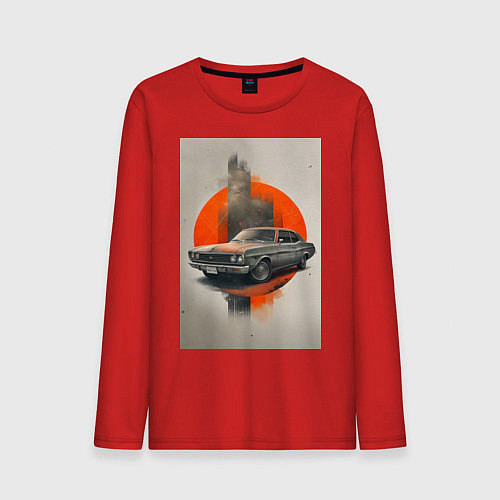 Мужской лонгслив Постер машины / Красный – фото 1